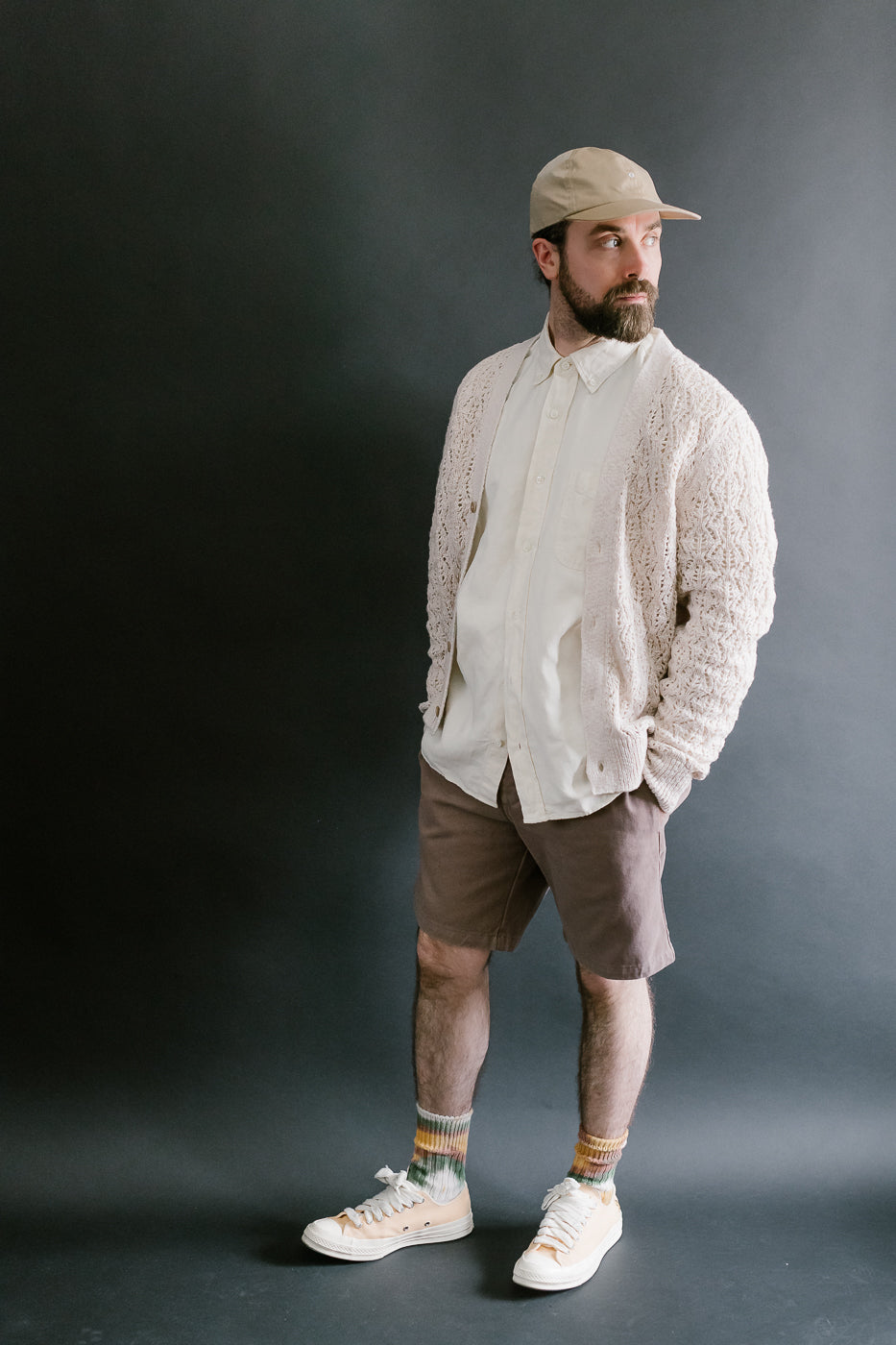 Classic Cardigan Flamme Lace Knit - Ecru