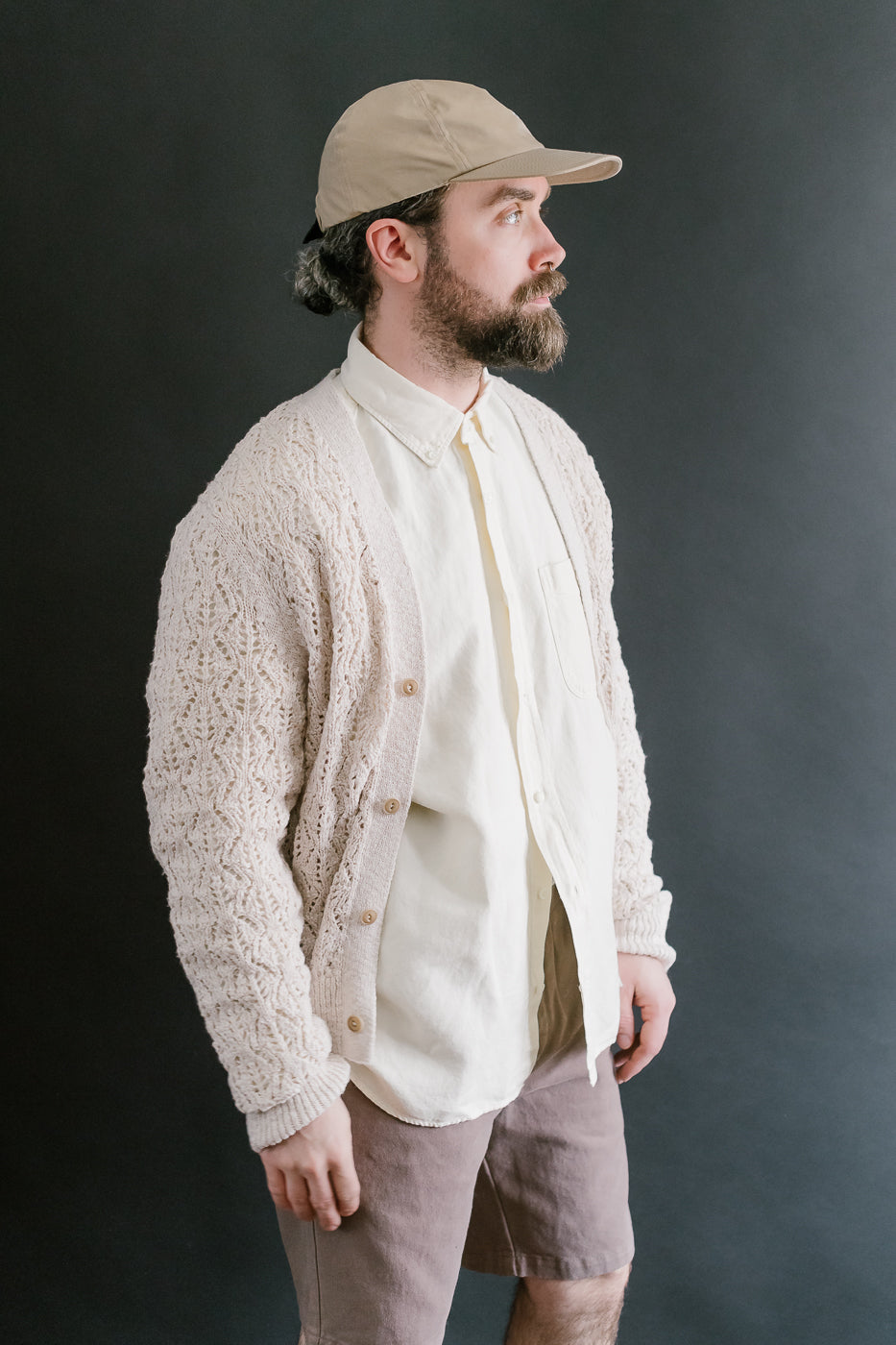 Classic Cardigan Flamme Lace Knit - Ecru