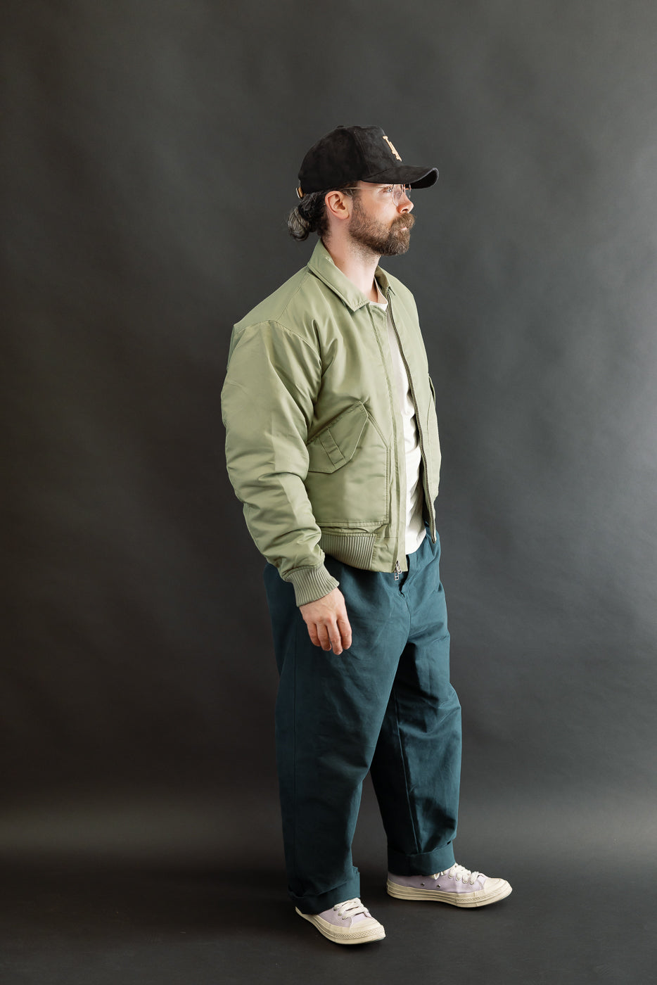 CWU Aviator Satin Flight Jacket - Sage