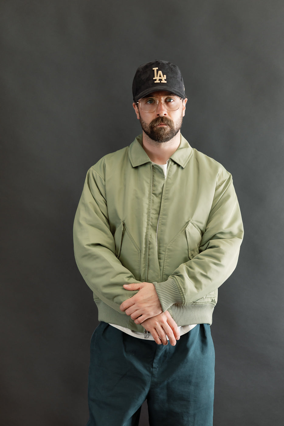 CWU Aviator Satin Flight Jacket - Sage