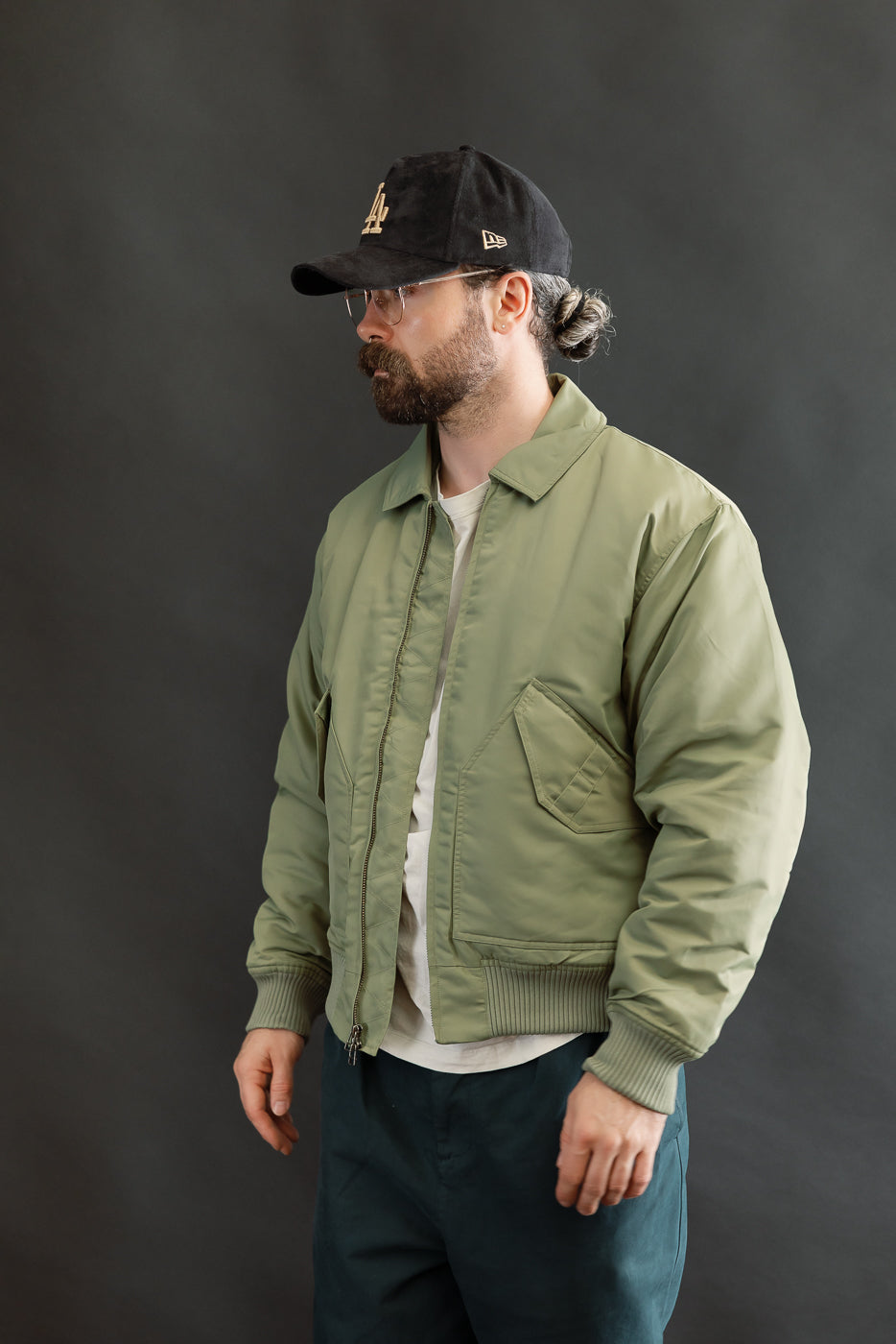 CWU Aviator Satin Flight Jacket - Sage