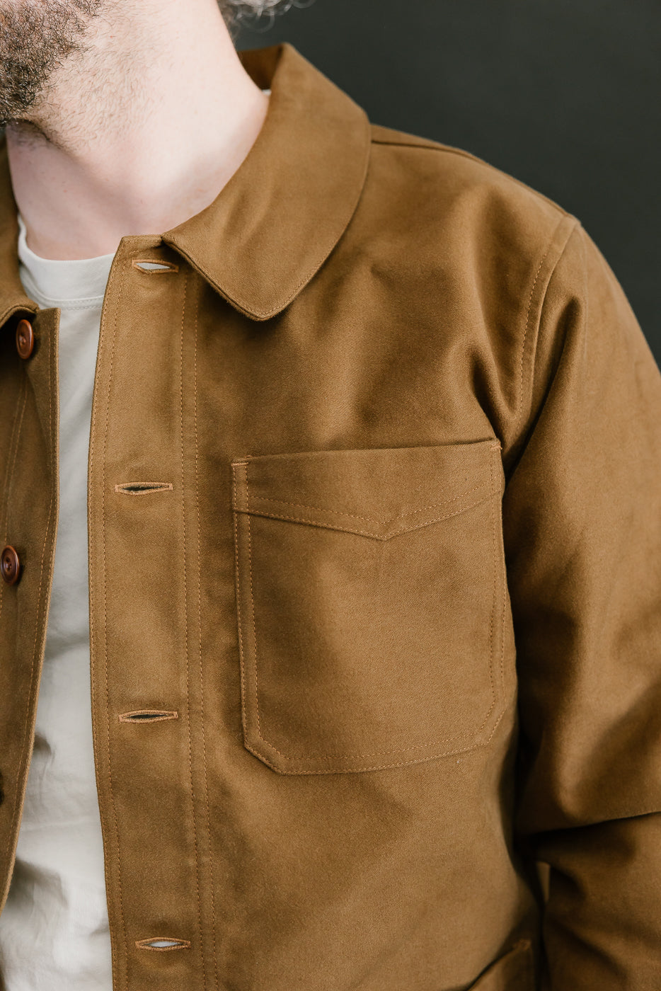French Work Jacket Moleskin - Brown