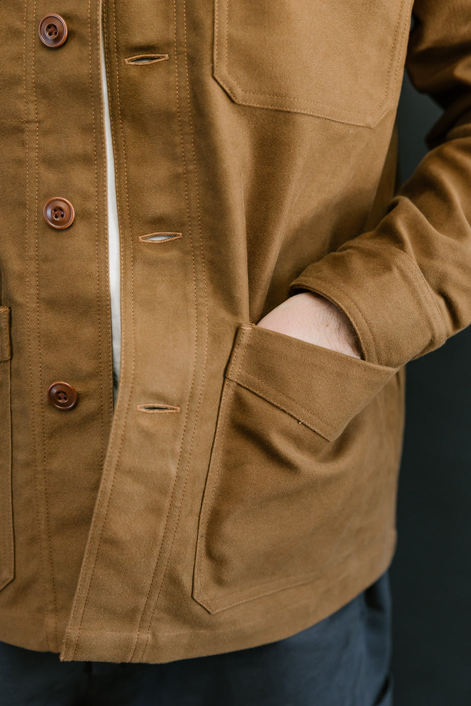 French Work Jacket Moleskin - Brown