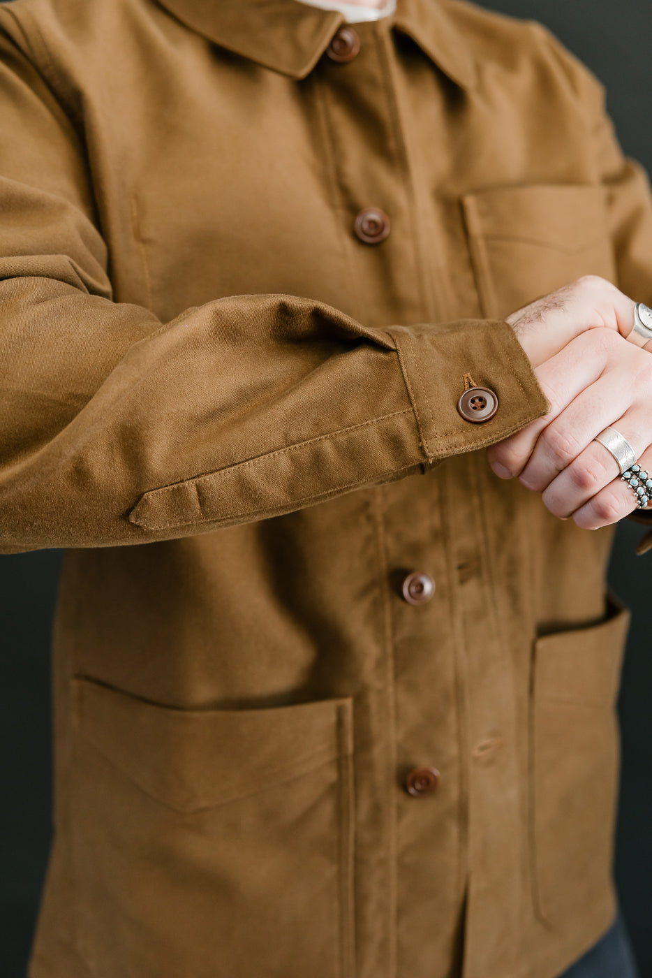 French Work Jacket Moleskin - Brown