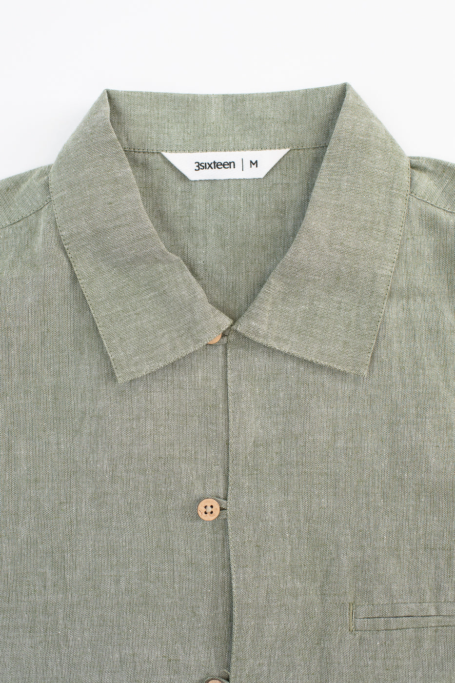 Short Sleeve Linen Loop Shirt - Grass