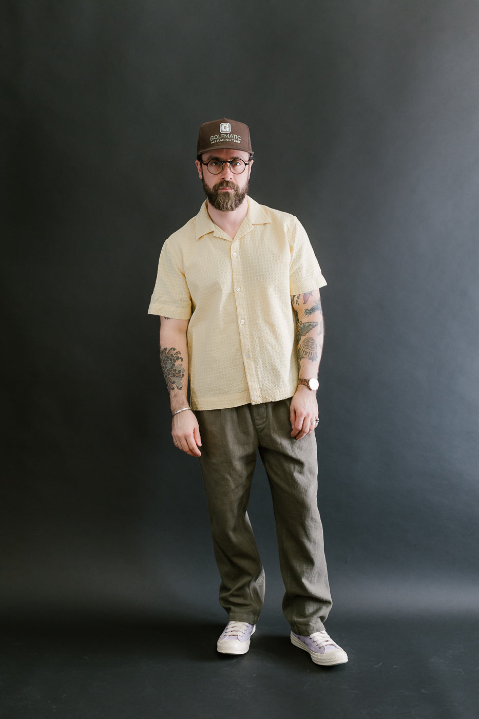 Short Sleeve Resort Shirt Geo Weave - Sunflower