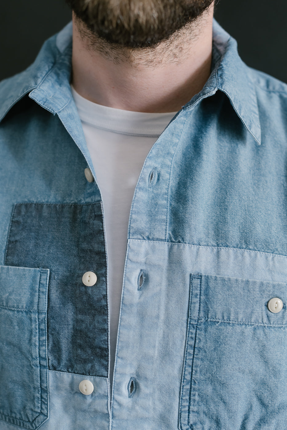 Utility Shirt Patchwork Chambray - Indigo