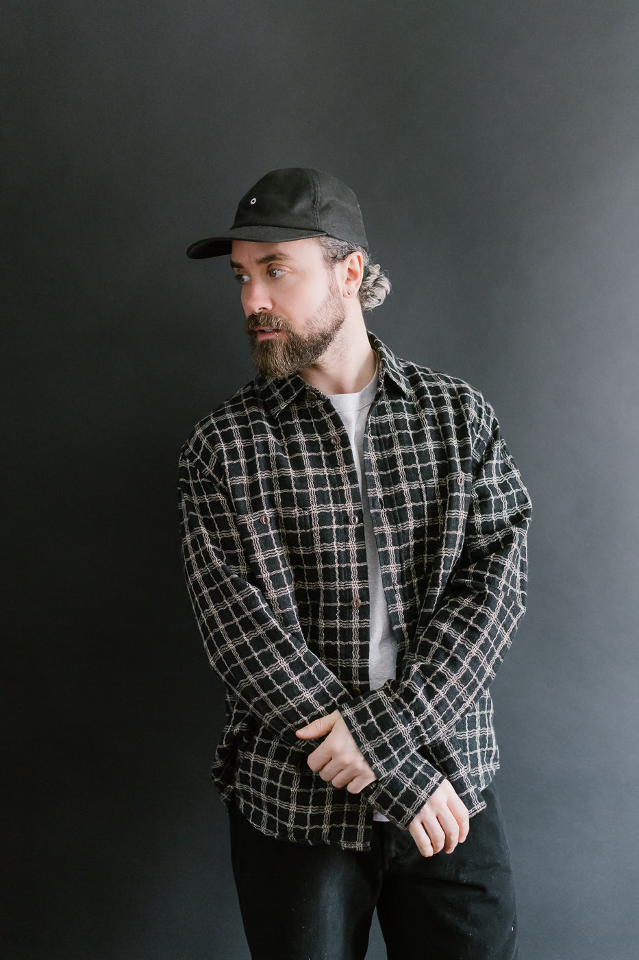 Utility Shirt Wavy Check - Black, Ecru
