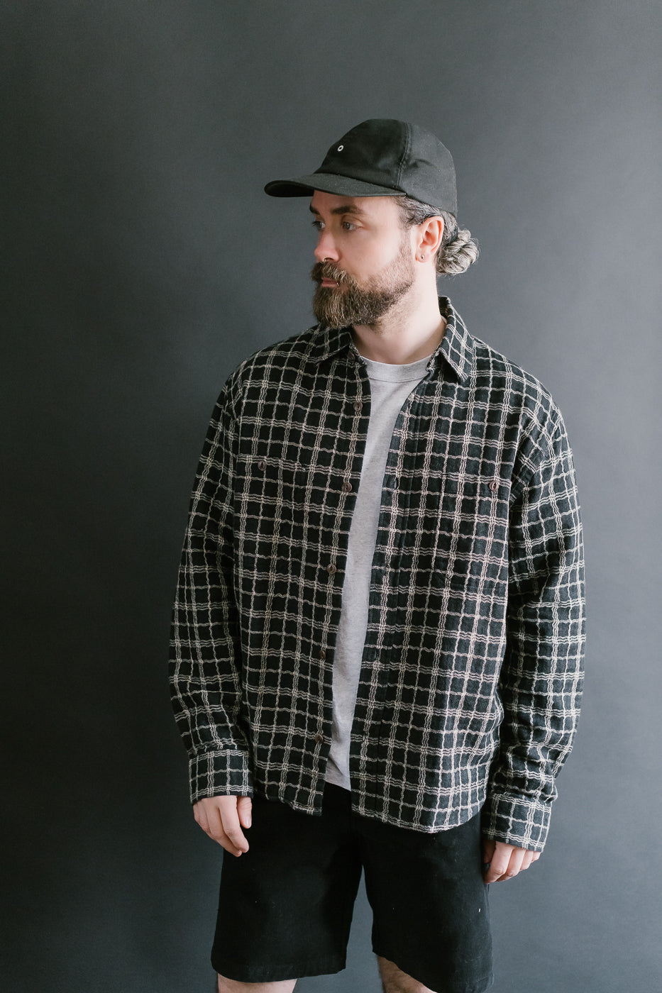 Utility Shirt Wavy Check - Black, Ecru