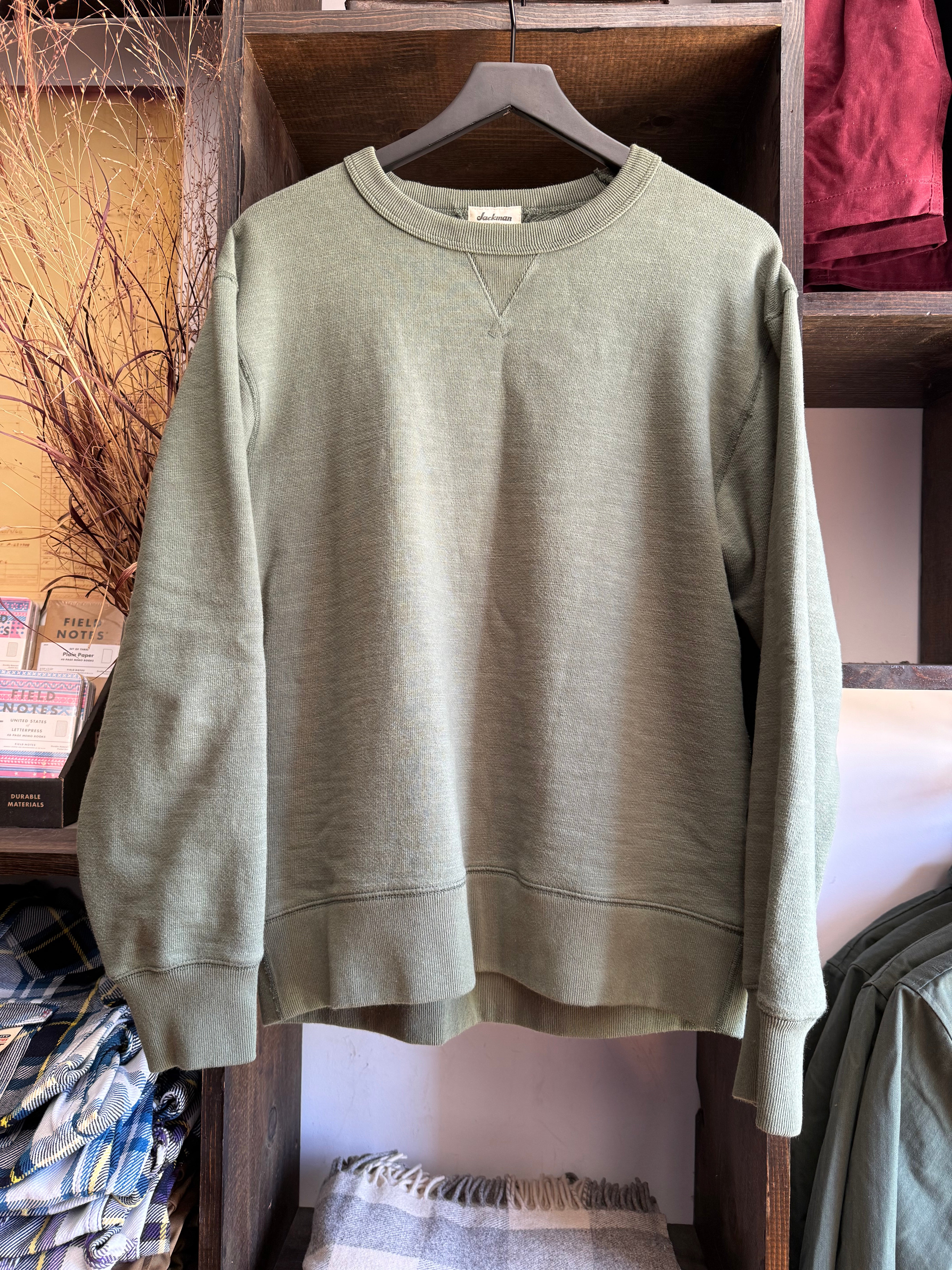 Gently Used Jackman GG Sweat Crewneck - 252 Ash Green - Large