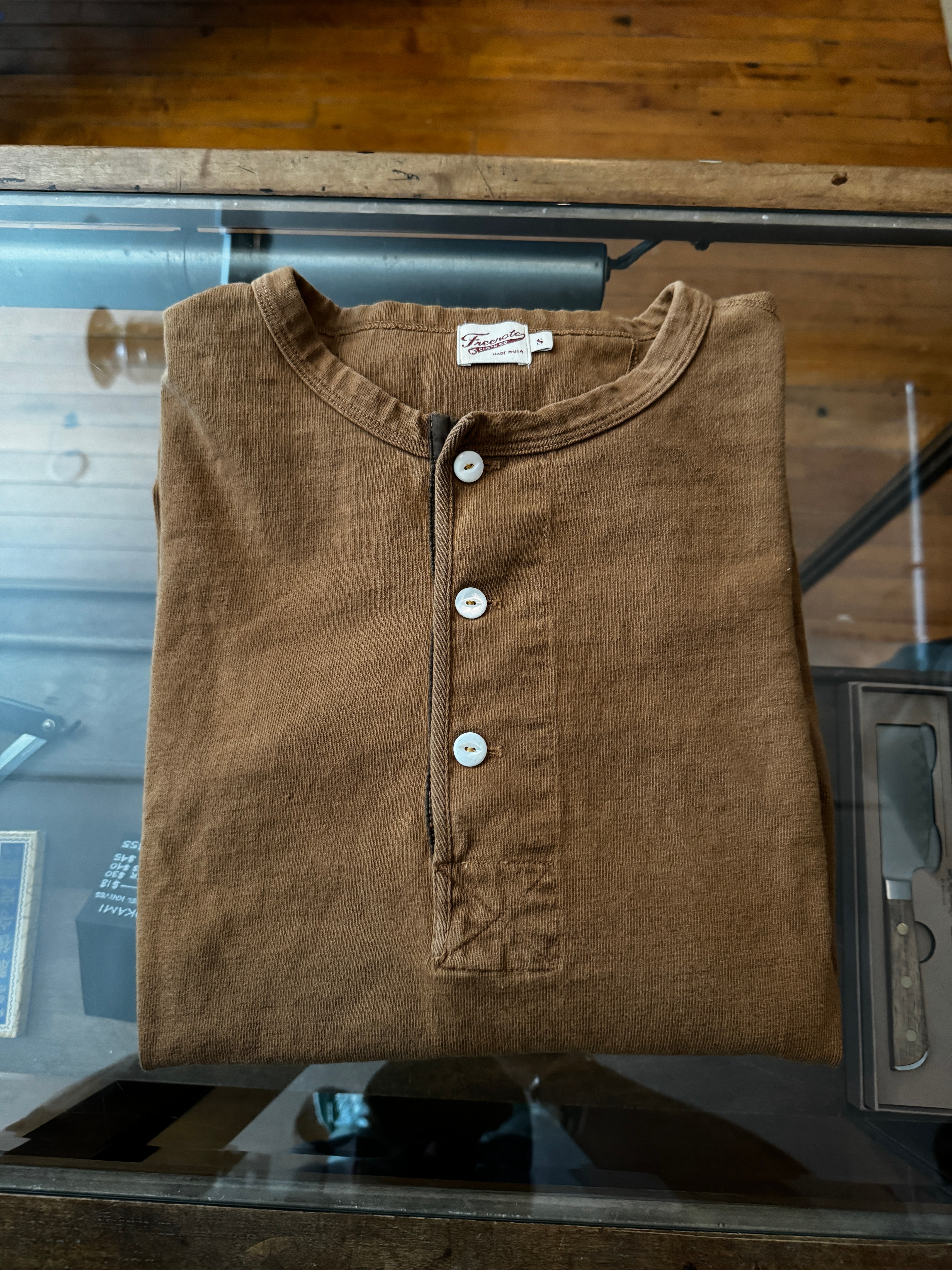 Gently Used - 13oz Tobacco Long Sleeve Henley - Small