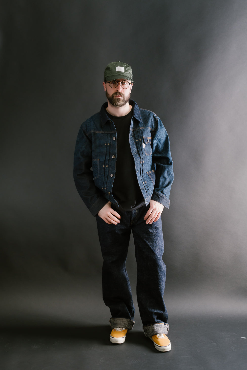 GZ-ENGJ-0609 - Embossed Denim Patchwork Jean Jacket - Indigo