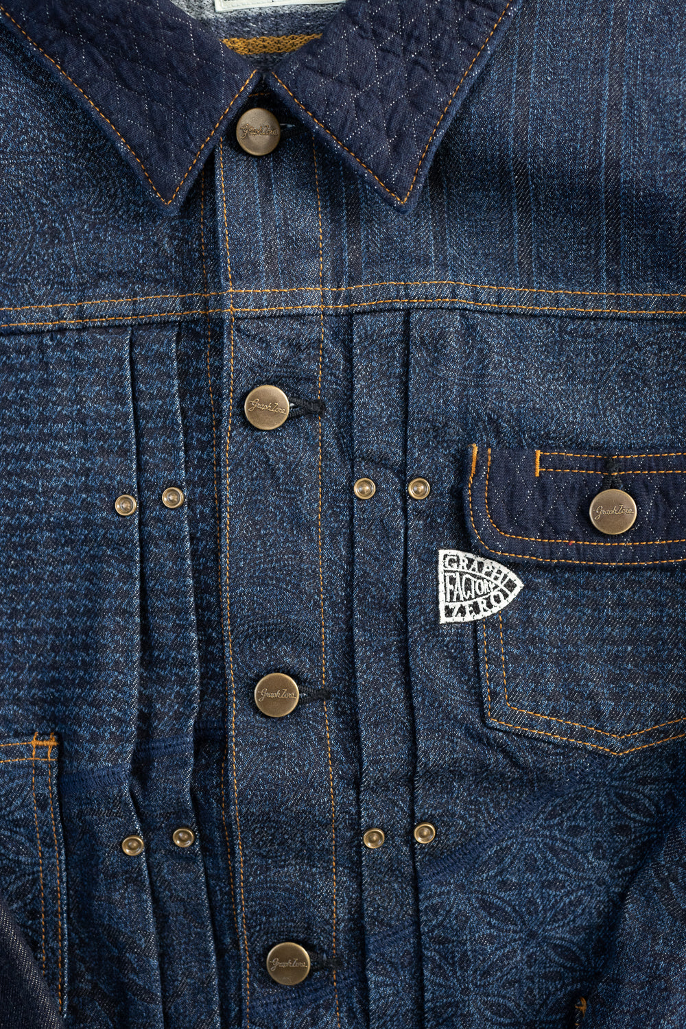 GZ-ENGJ-0609 - Embossed Denim Patchwork Jean Jacket - Indigo