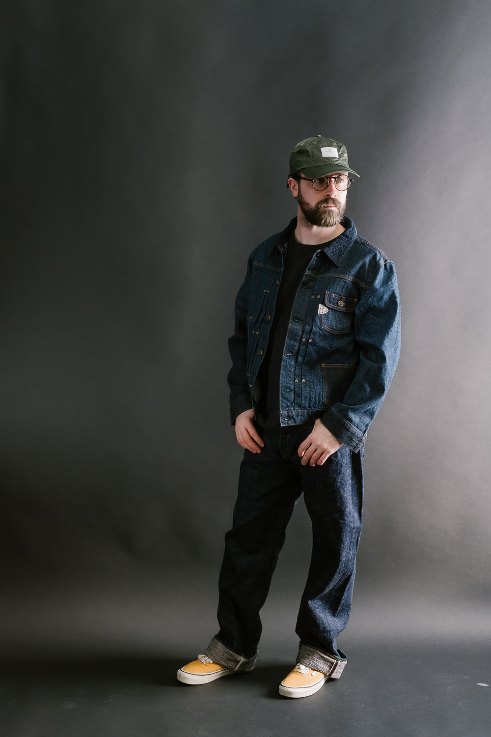 GZ-ENGJ-0609 - Embossed Denim Patchwork Jean Jacket - Indigo