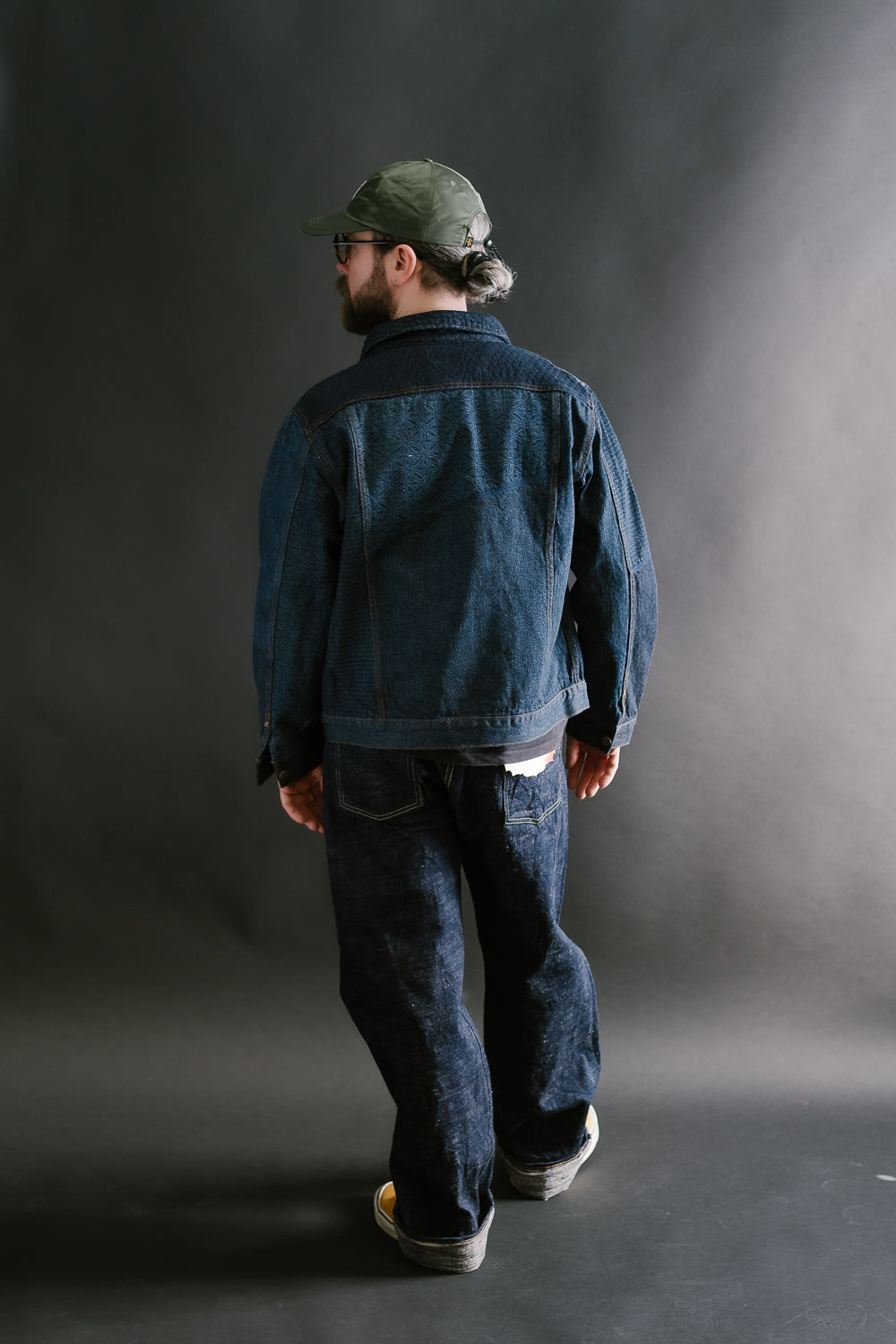 GZ-ENGJ-0609 - Embossed Denim Patchwork Jean Jacket - Indigo