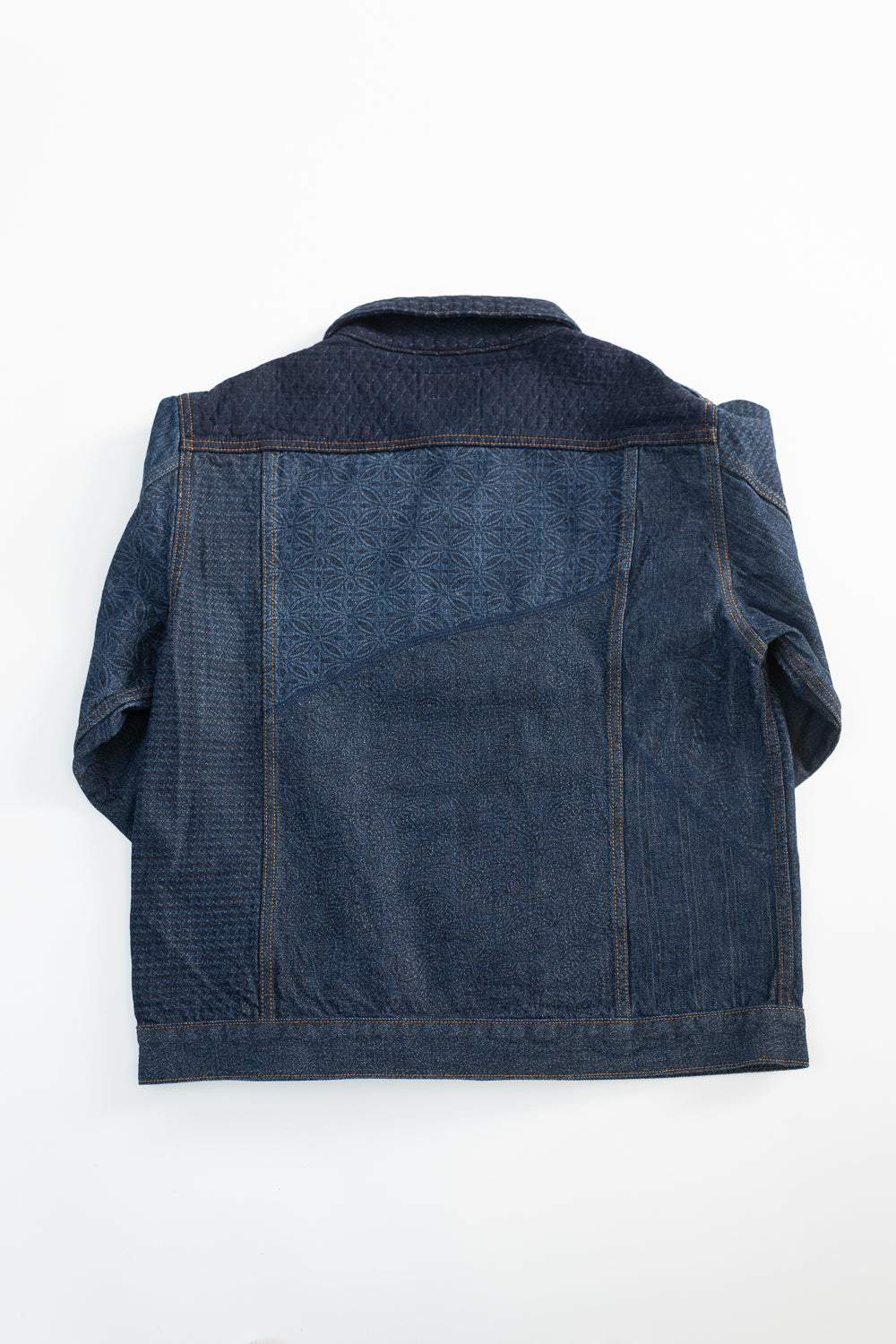 GZ-ENGJ-0609 - Embossed Denim Patchwork Jean Jacket - Indigo