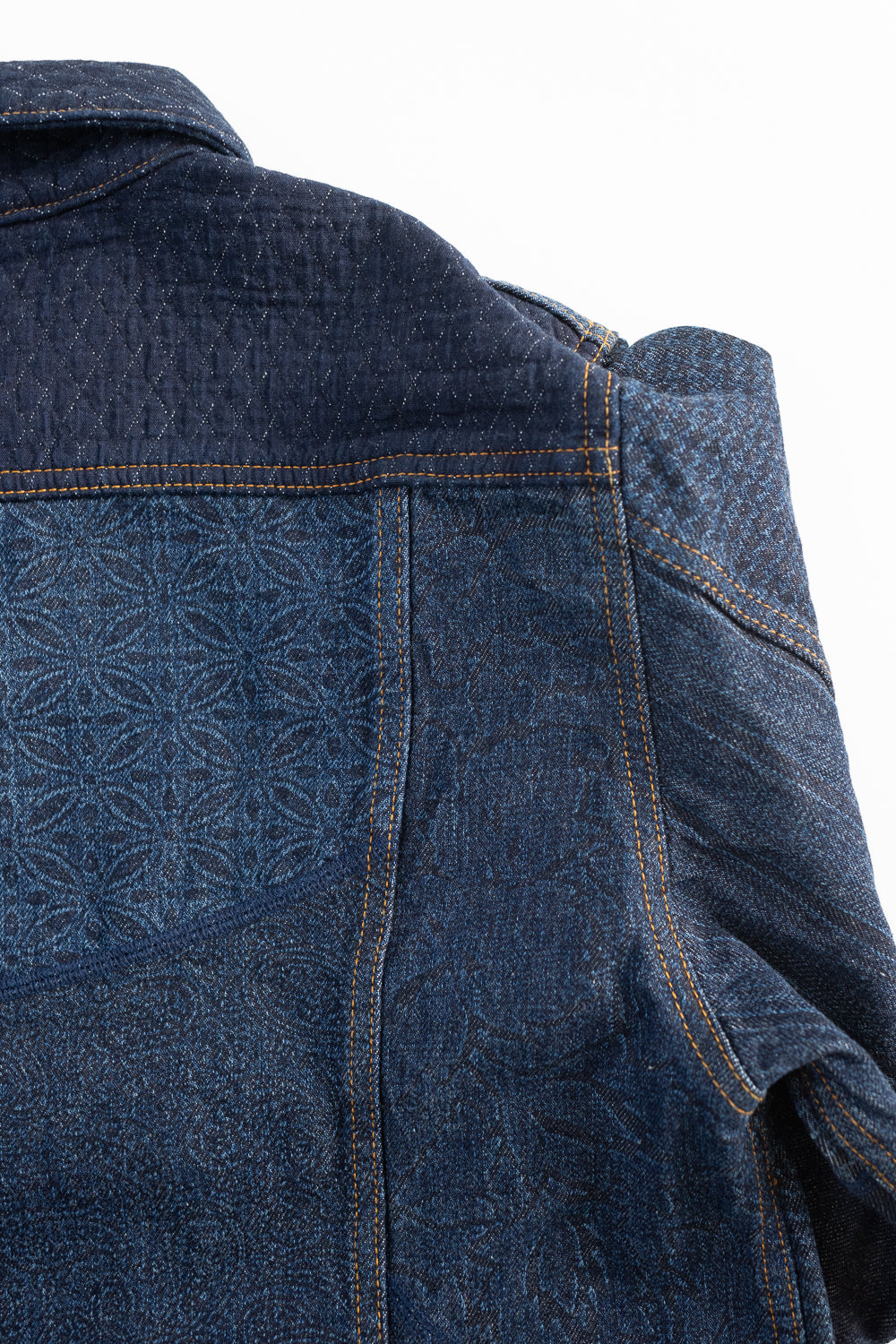 GZ-ENGJ-0609 - Embossed Denim Patchwork Jean Jacket - Indigo