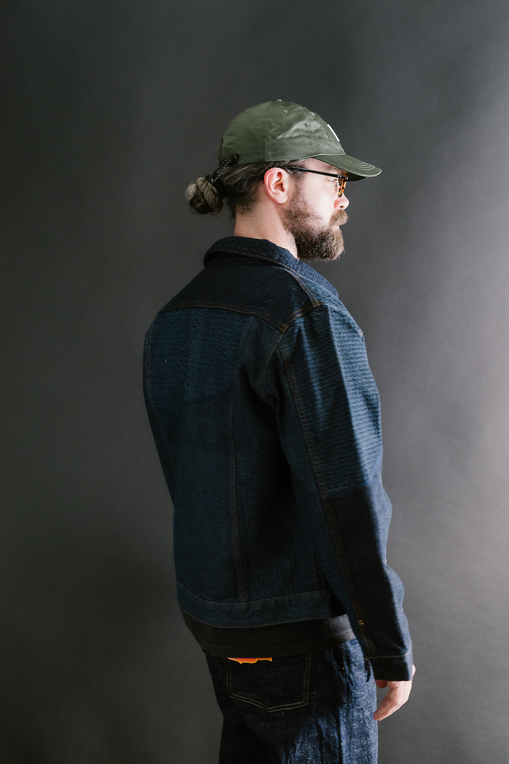 GZ-ENGJ-0609 - Embossed Denim Patchwork Jean Jacket - Indigo
