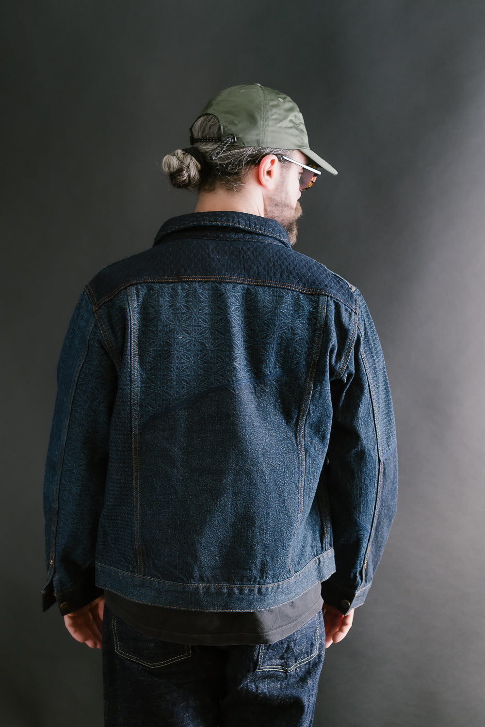 GZ-ENGJ-0609 - Embossed Denim Patchwork Jean Jacket - Indigo