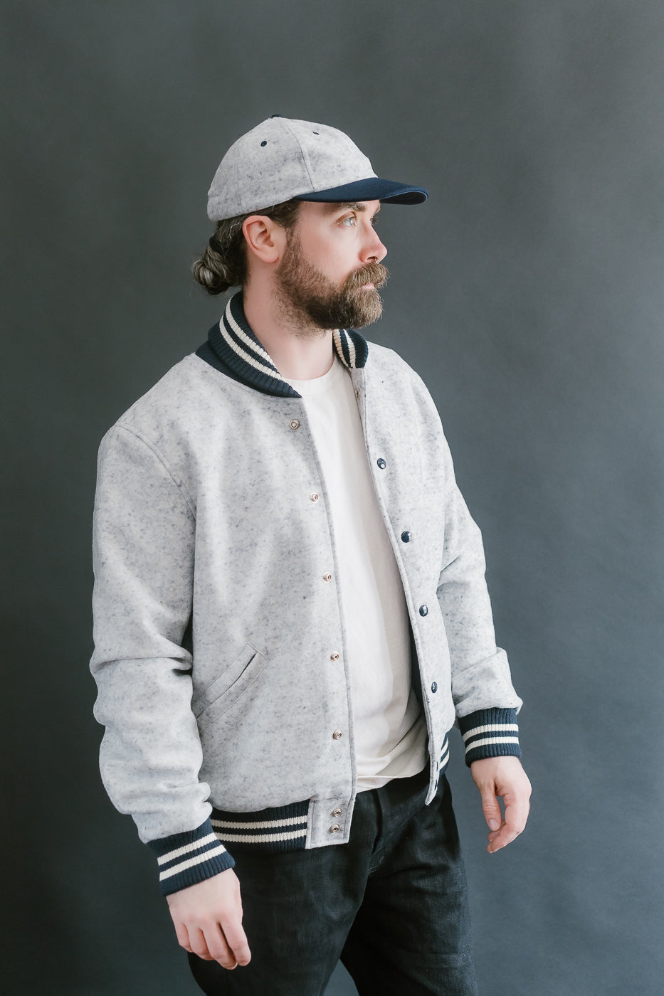 Club Jacket - Natural, Navy Heather