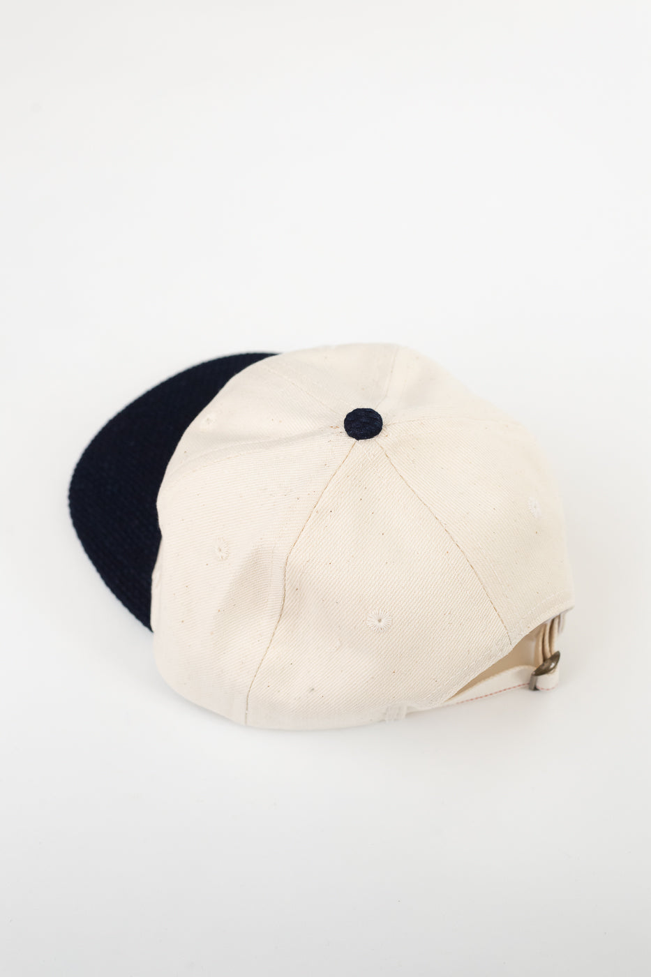 Unstructured 2-tone Baseball Hat - Natural Selvedge, Indigo Sashiko