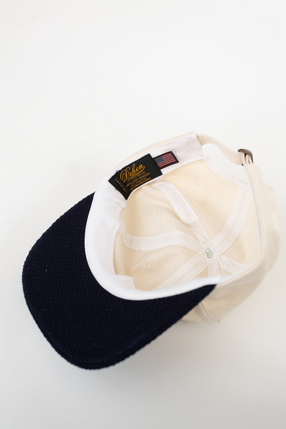 Unstructured 2-tone Baseball Hat - Natural Selvedge, Indigo Sashiko