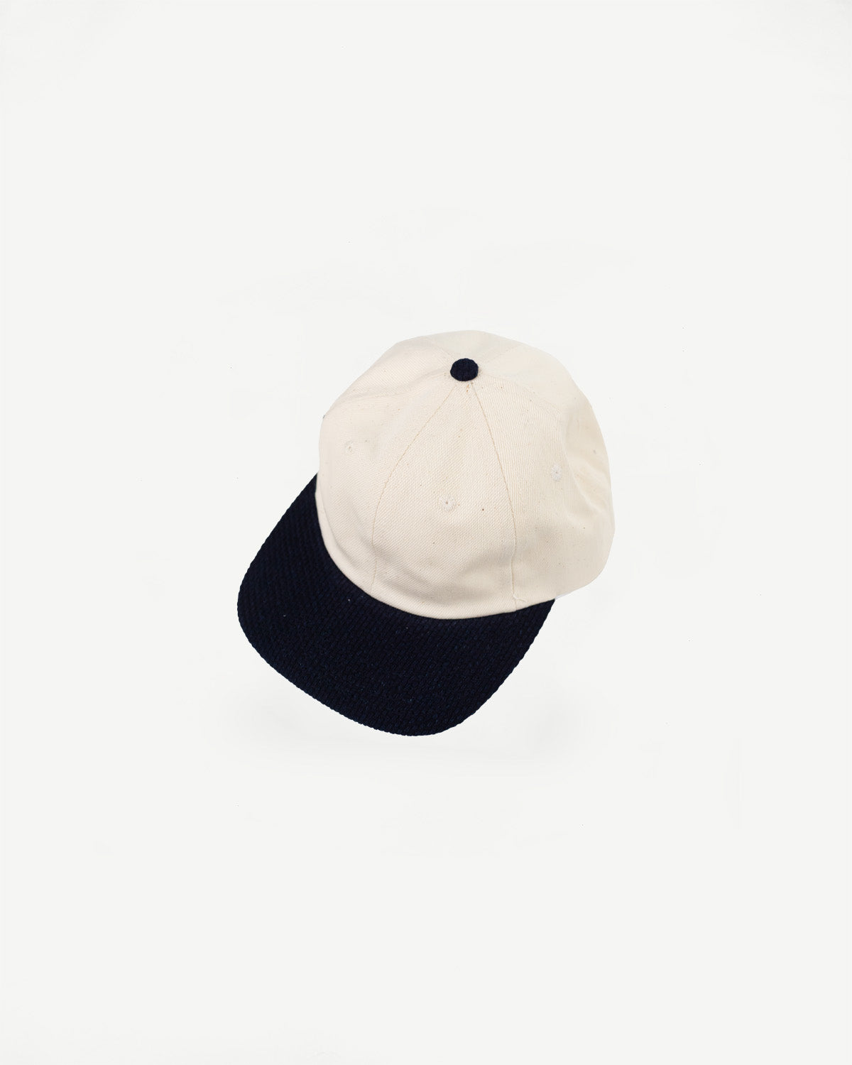 Unstructured 2-tone Baseball Hat - Natural Selvedge, Indigo Sashiko