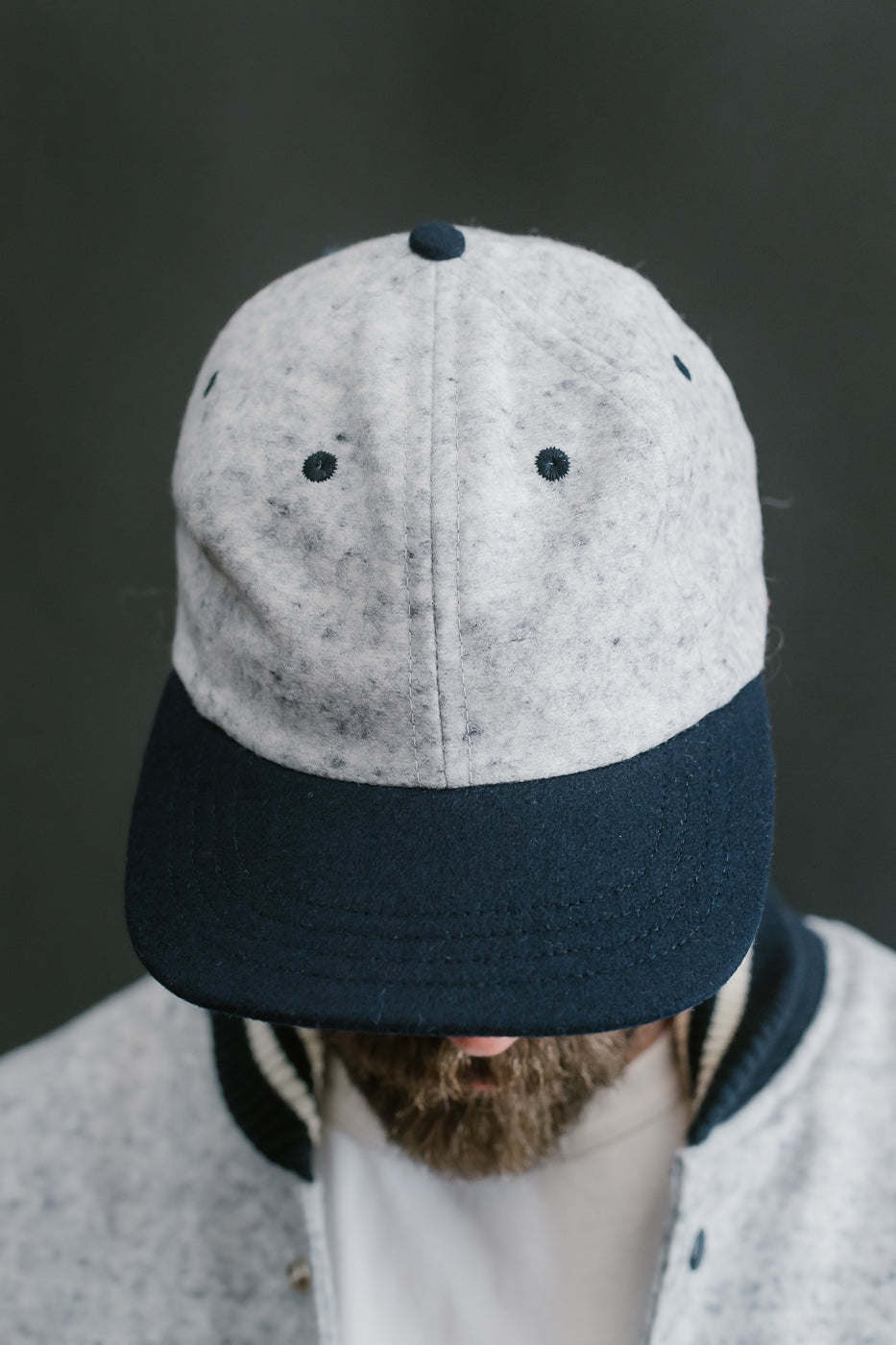 Unstructured Wool 2-Tone Baseball Hat - Natural, Navy Heather