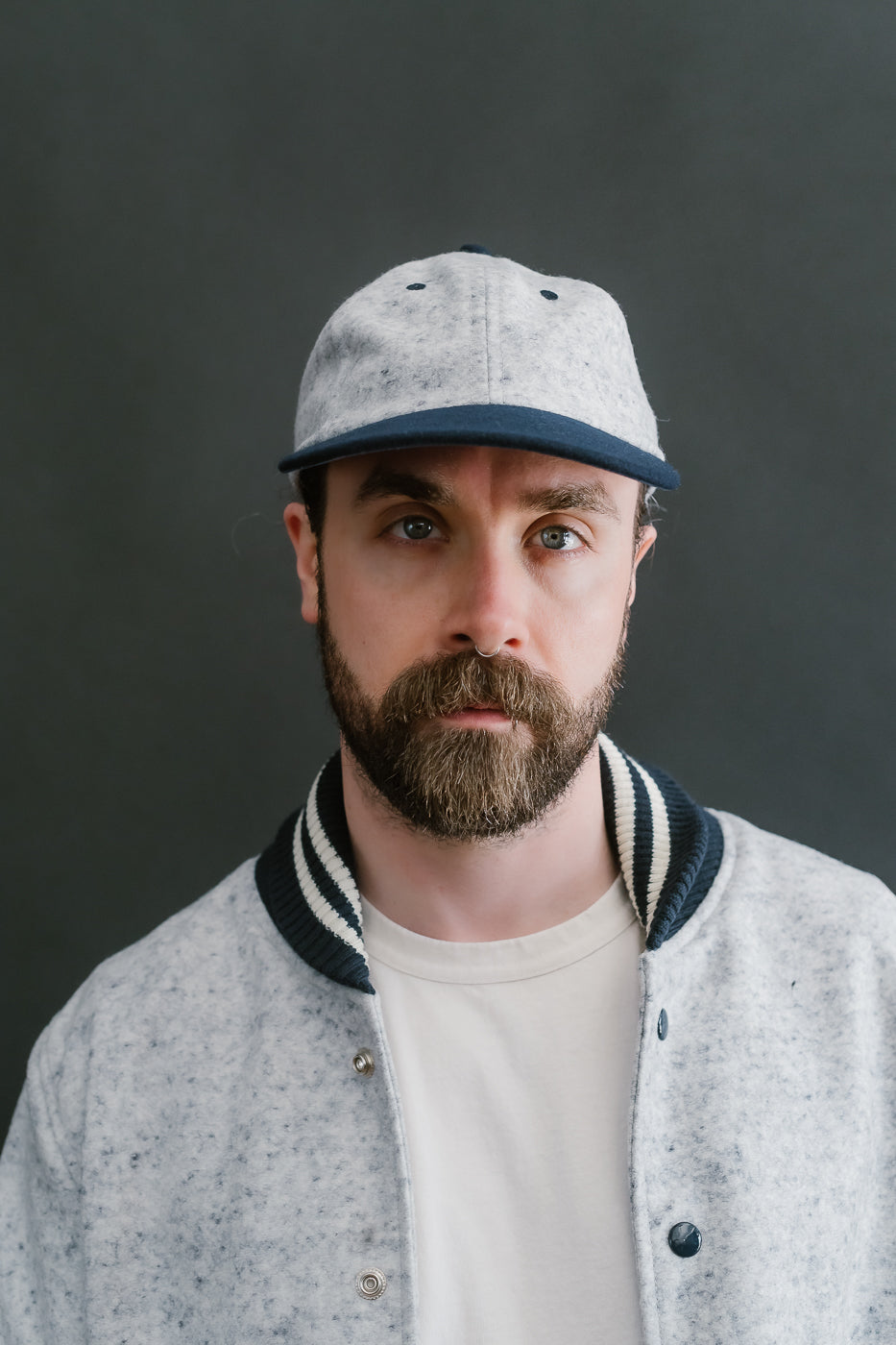 Unstructured Wool 2-Tone Baseball Hat - Natural, Navy Heather
