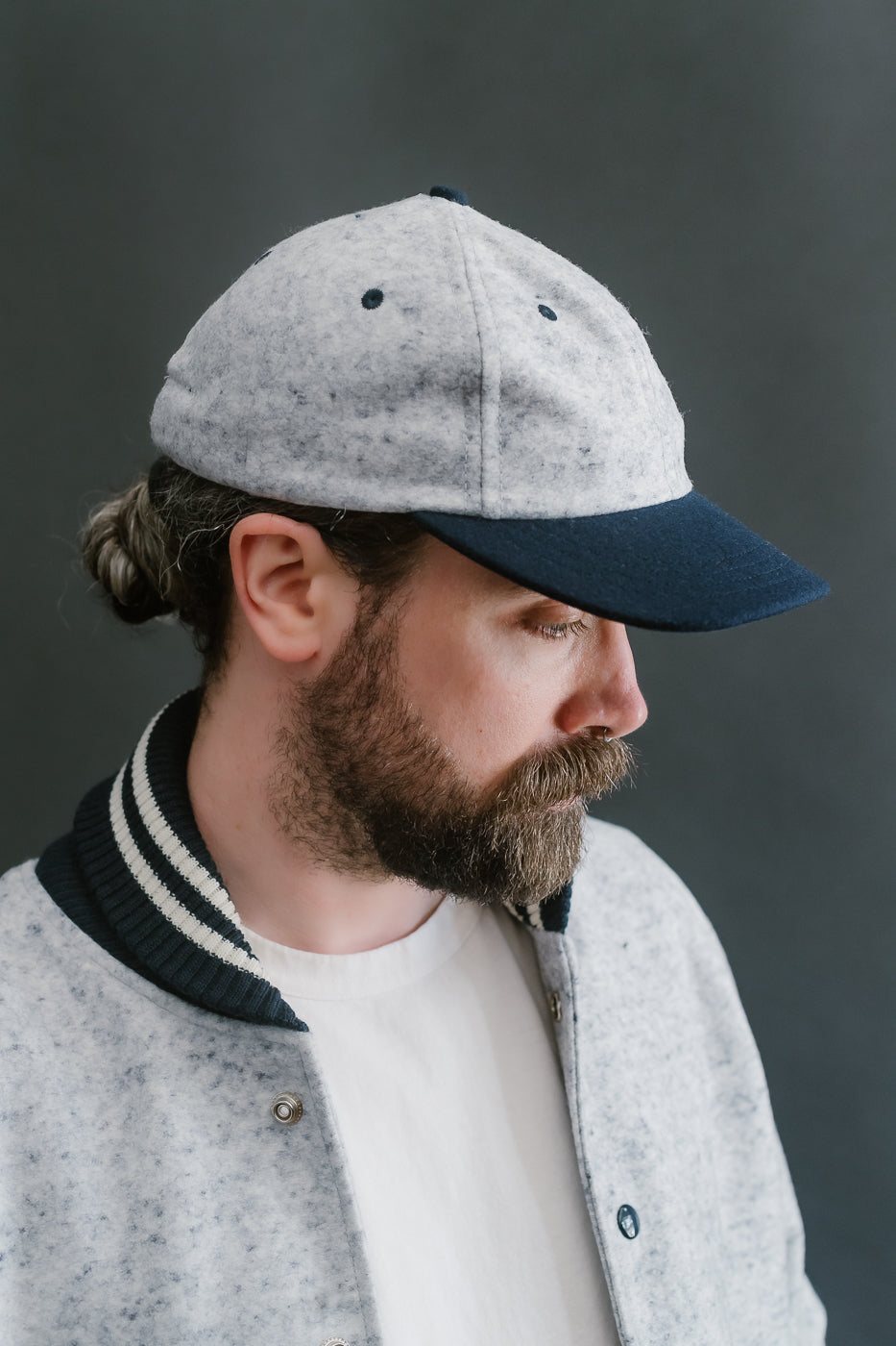 Unstructured Wool 2-Tone Baseball Hat - Natural, Navy Heather