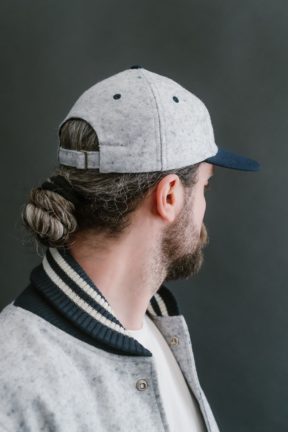 Unstructured Wool 2-Tone Baseball Hat - Natural, Navy Heather