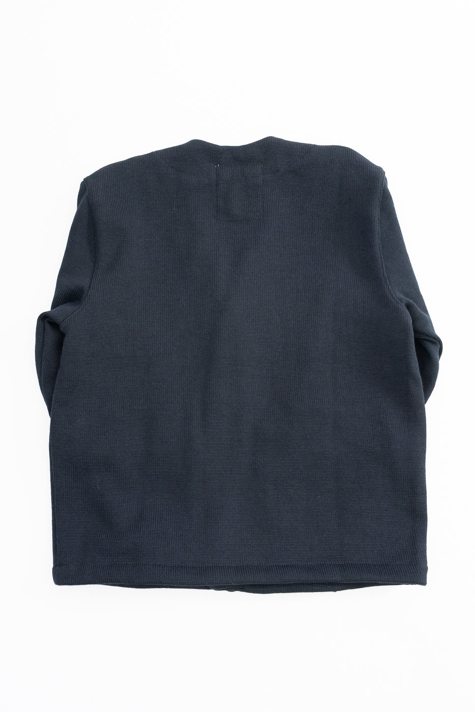 Black Dant slouchy cardigan with brown buttons on a white background, back full view