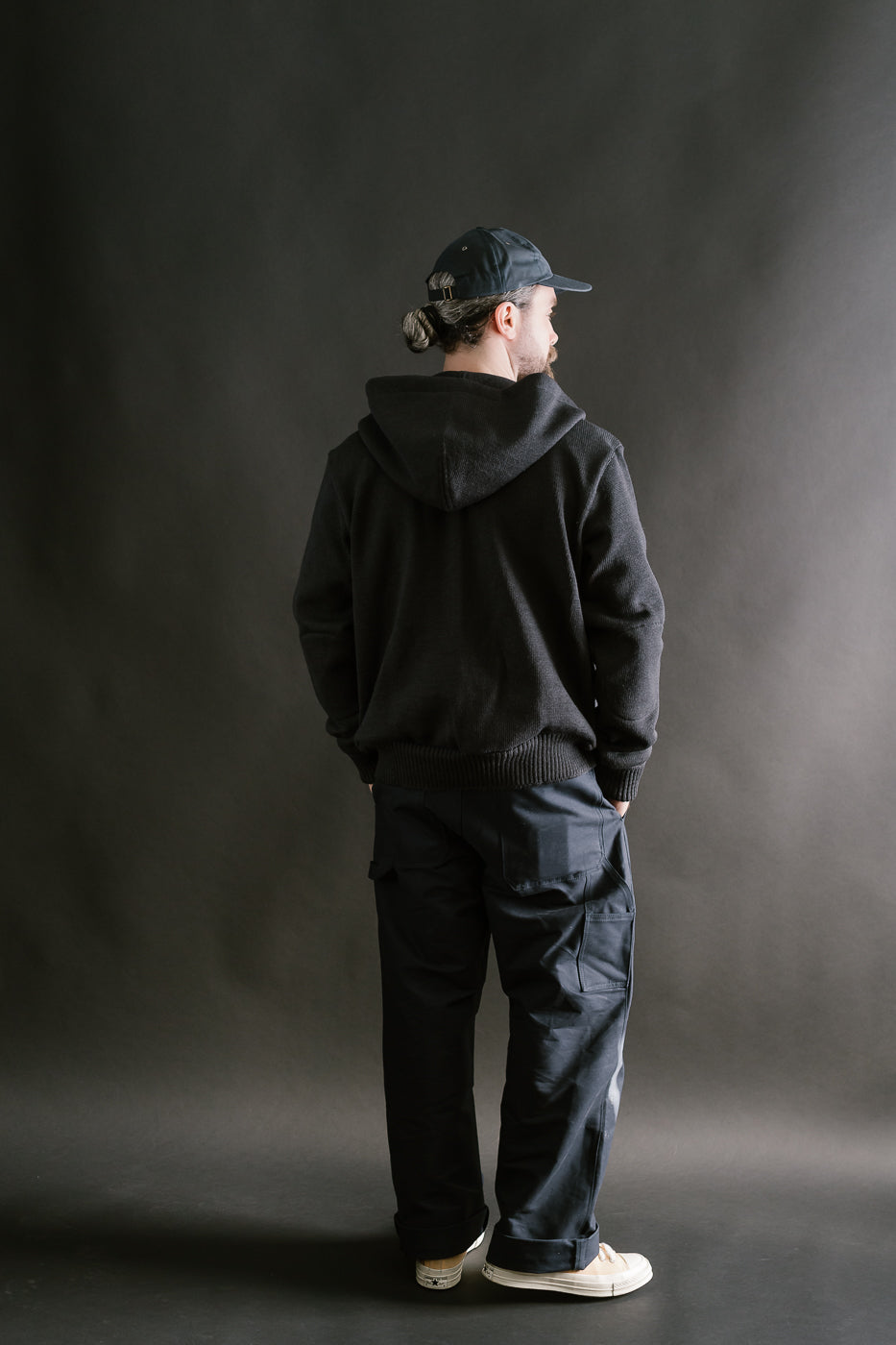Full Zip Moto Hoodie - Dark Charcoal