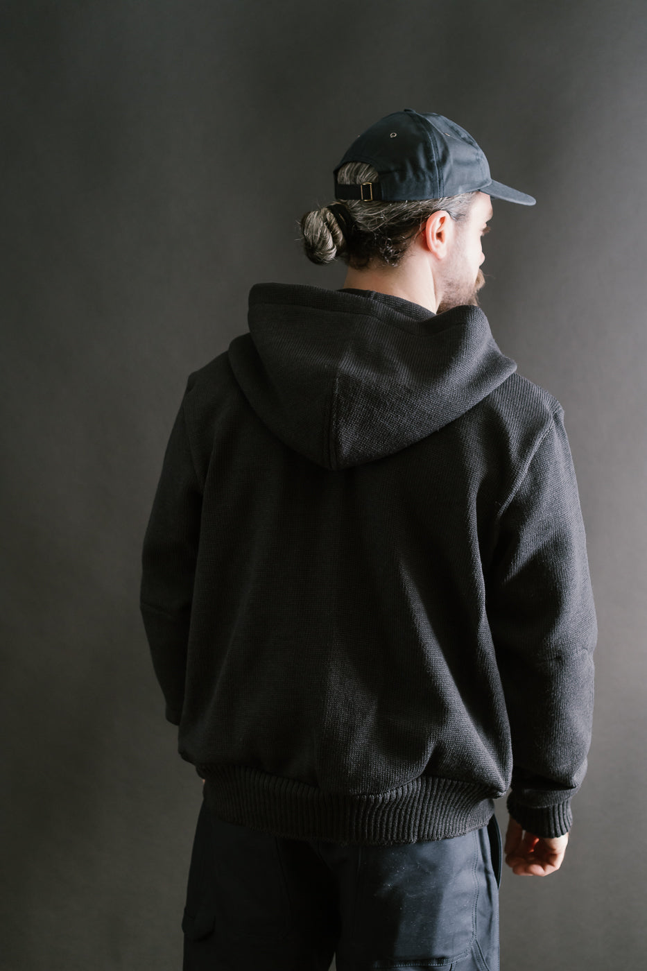 Full Zip Moto Hoodie - Dark Charcoal