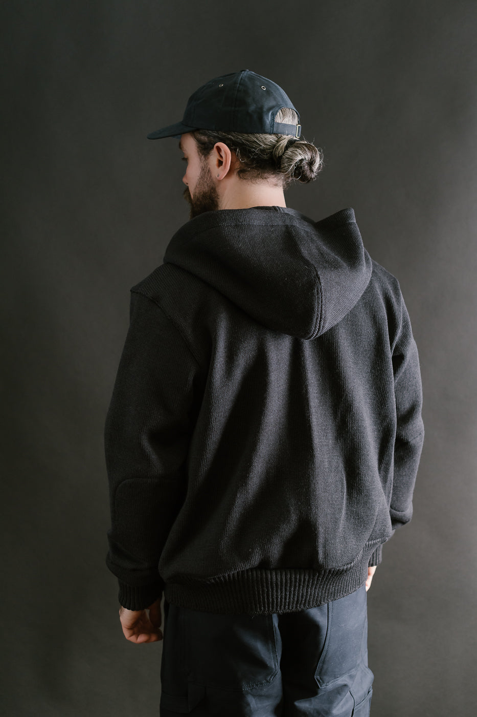 Full Zip Moto Hoodie - Dark Charcoal