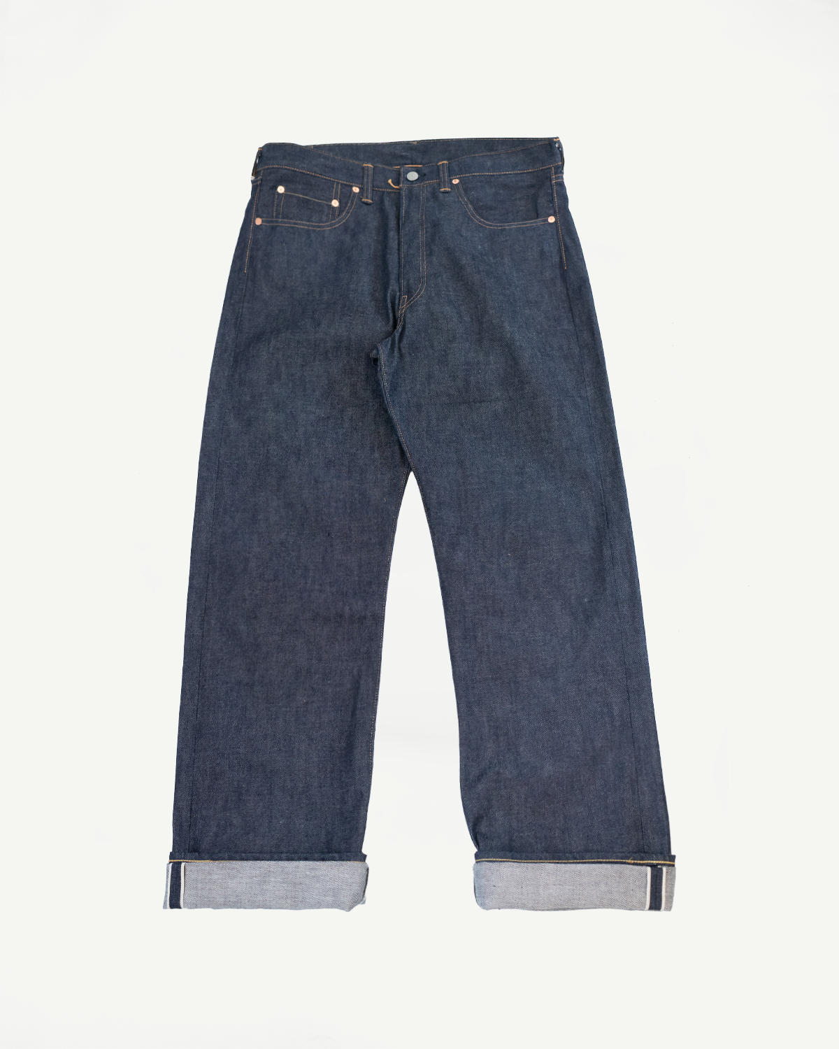 Pair of blue jeans on a white background