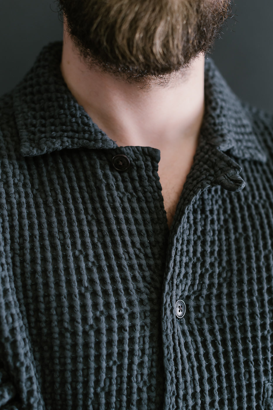 M-I-006 - Cabana Shirt Chickpea Cotton - Asphalt