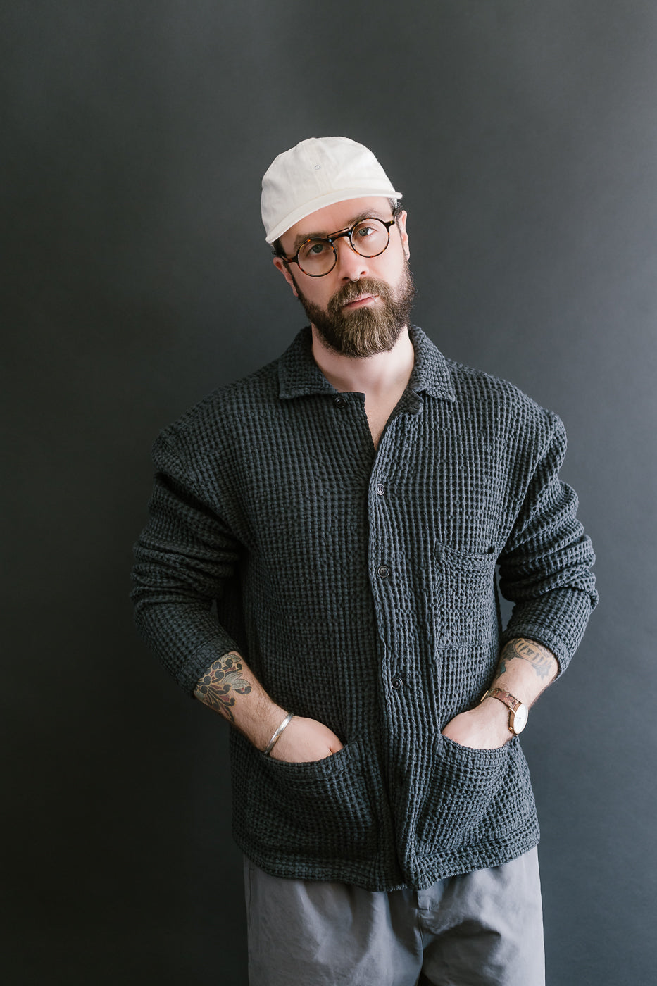 M-I-006 - Cabana Shirt Chickpea Cotton - Asphalt