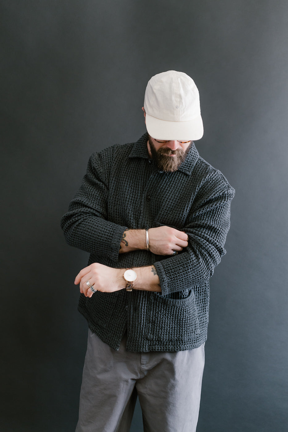 M-I-006 - Cabana Shirt Chickpea Cotton - Asphalt