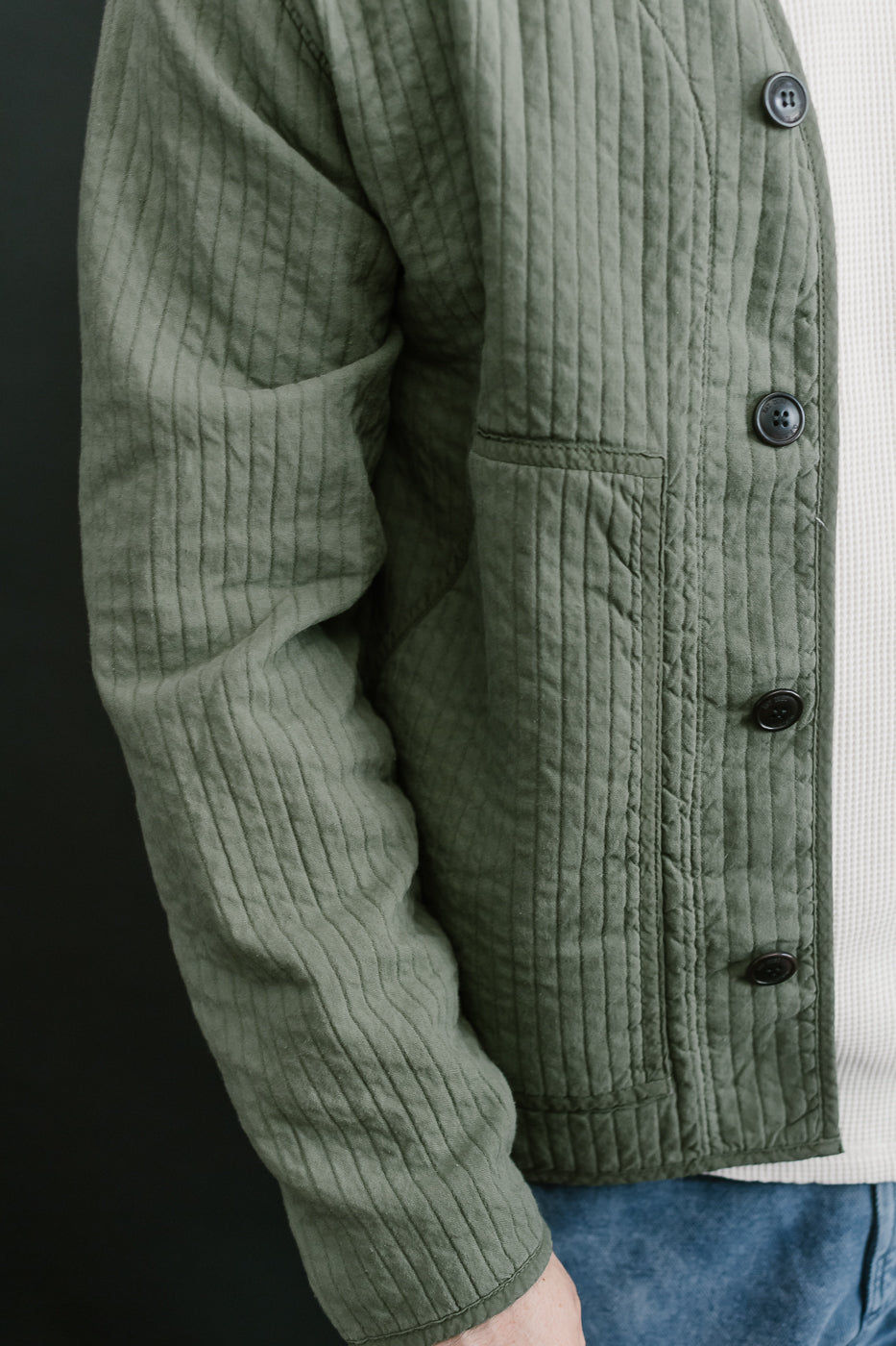 M-B-009 - Baseball Cardigan Armor Quilt Cotton - Litchen