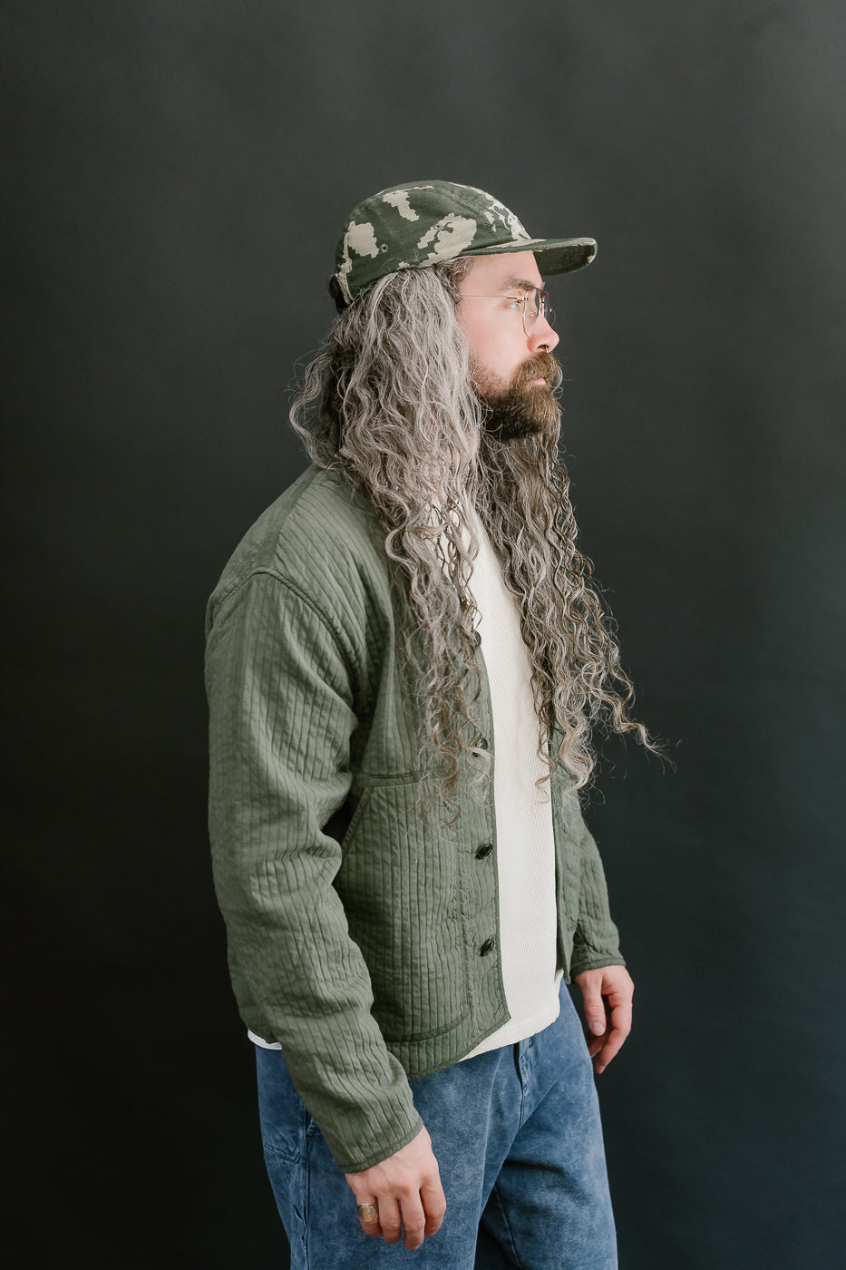 M-B-009 - Baseball Cardigan Armor Quilt Cotton - Litchen