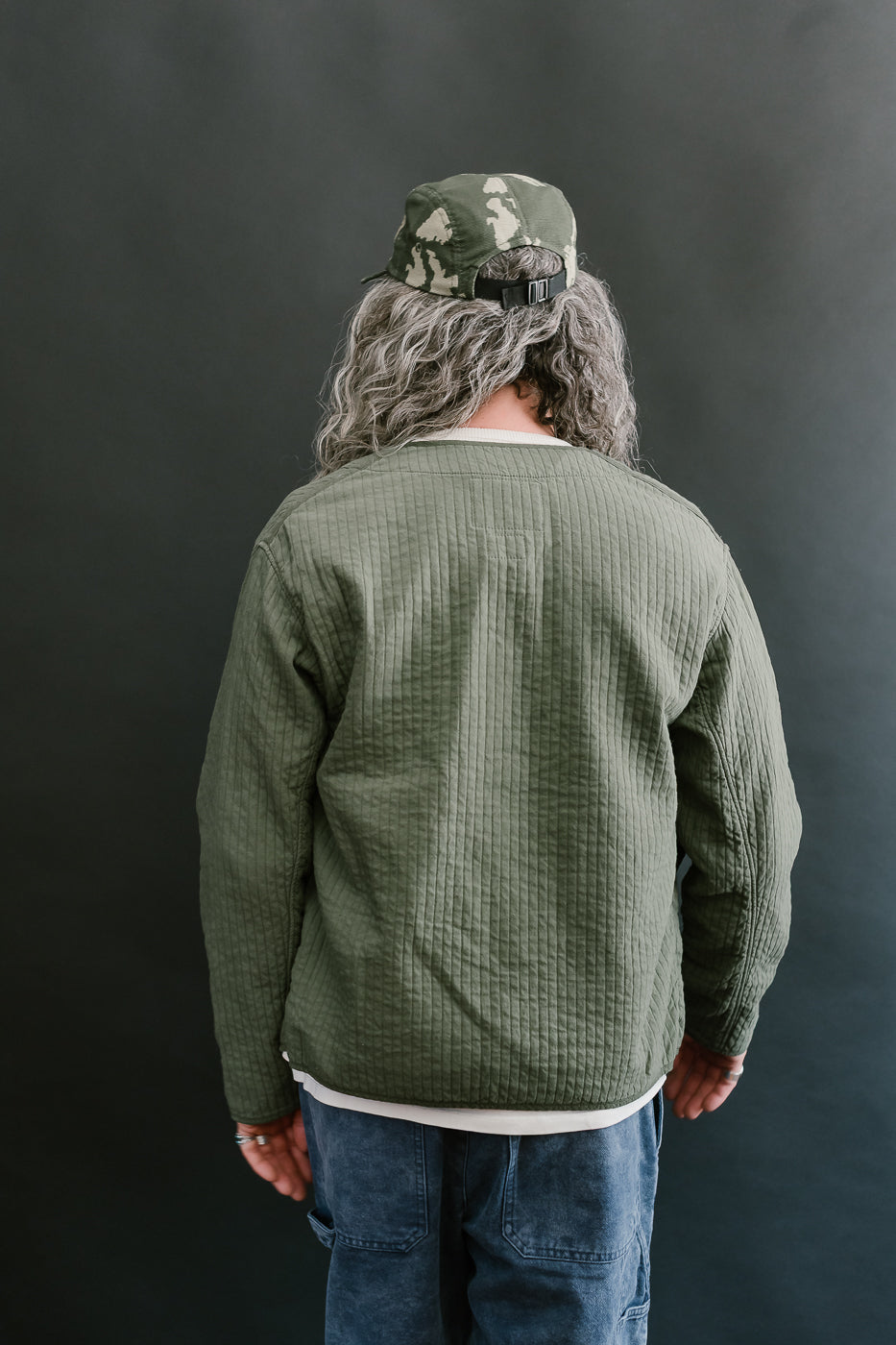 M-B-009 - Baseball Cardigan Armor Quilt Cotton - Litchen