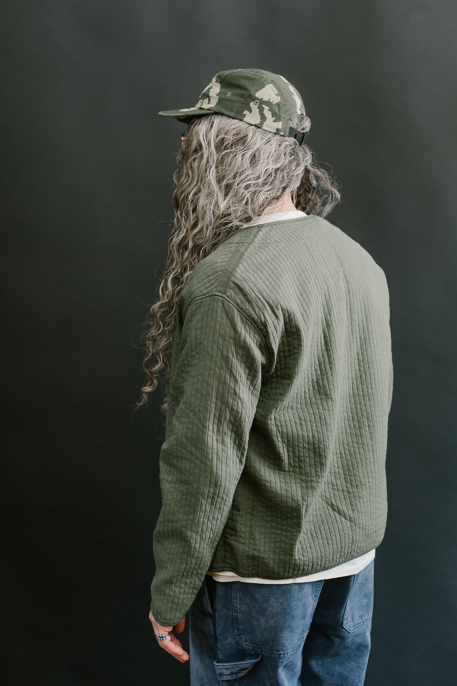 M-B-009 - Baseball Cardigan Armor Quilt Cotton - Litchen