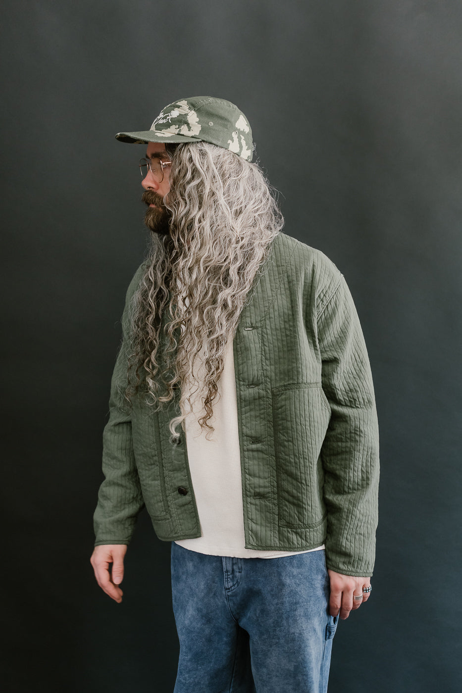 M-B-009 - Baseball Cardigan Armor Quilt Cotton - Litchen