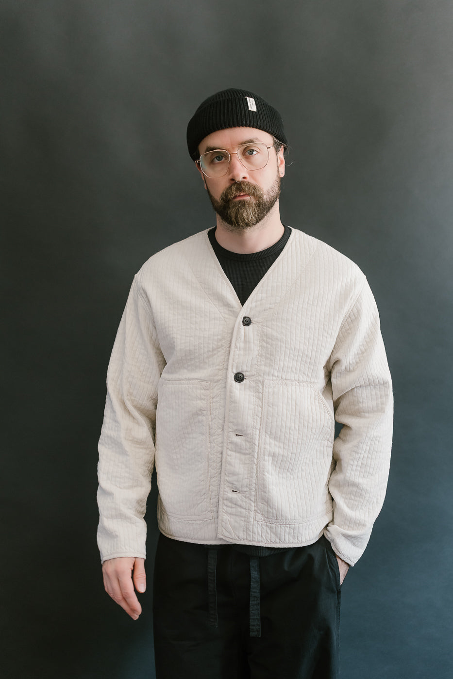 M-B-019 - Baseball Cardigan Armor Quilt Cotton - Shell