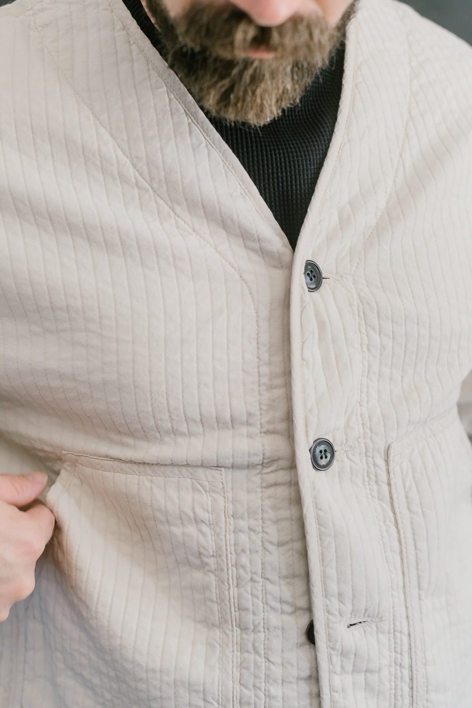 M-B-019 - Baseball Cardigan Armor Quilt Cotton - Shell