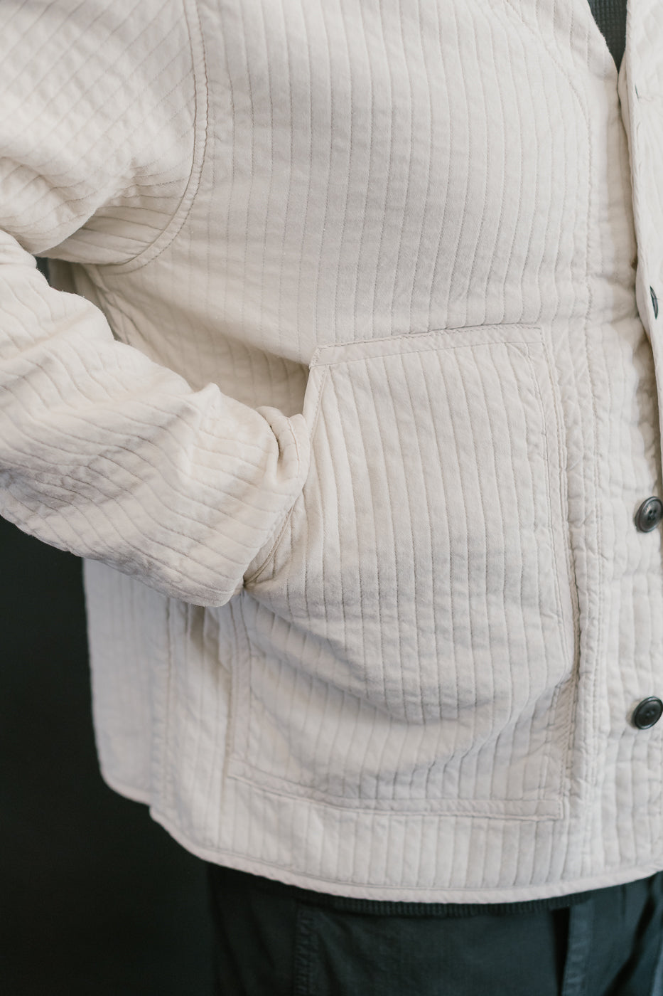 M-B-019 - Baseball Cardigan Armor Quilt Cotton - Shell