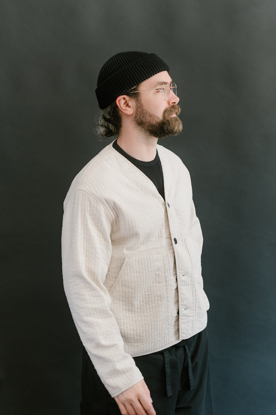 M-B-019 - Baseball Cardigan Armor Quilt Cotton - Shell