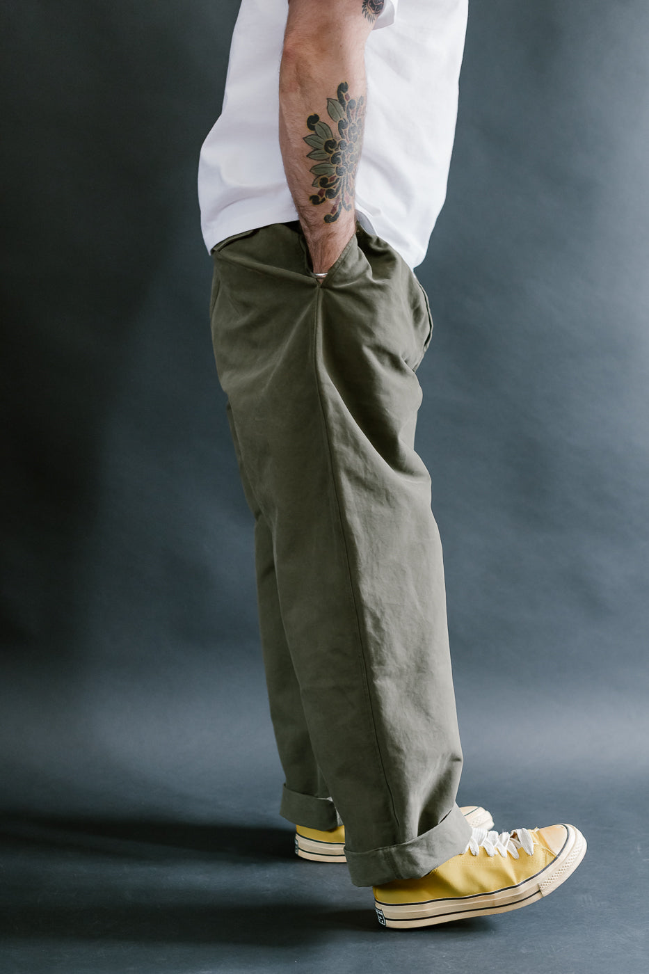 M-C-003 - Officer Chino Nebraska Cotton - Fossil Green