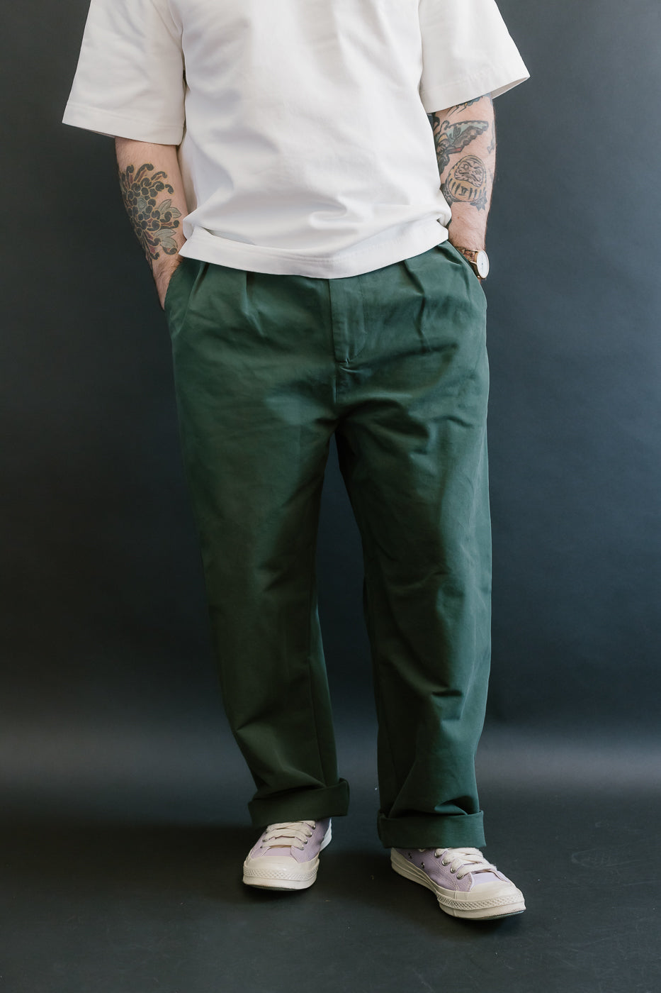 M-C-011 - Officer Chino Nebraska Cotton - Forest Green